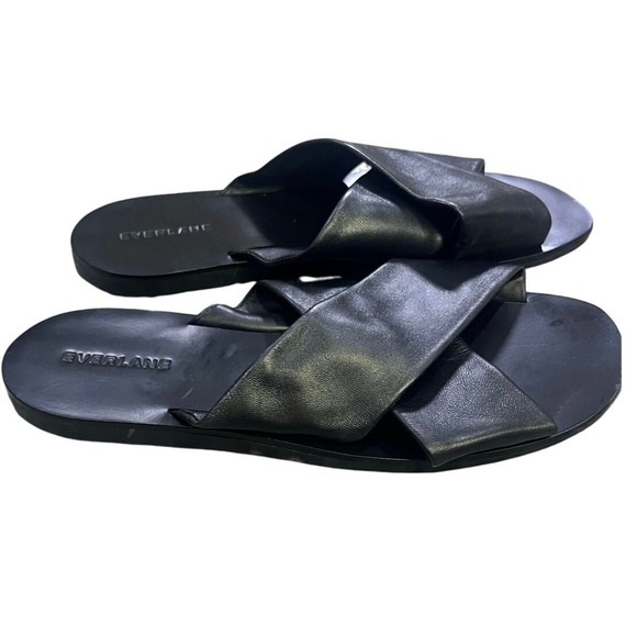 NEW Everlane The Day Crossover Sandal, Leather Women's 8 Black Minimal Capsule - Picture 1 of 8
